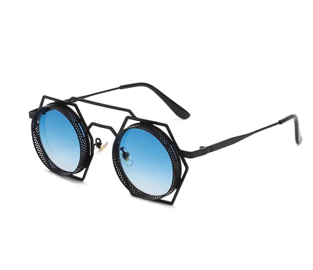 Phaedra | Retro Vintage Round Hexagonal Metal Sunglasses