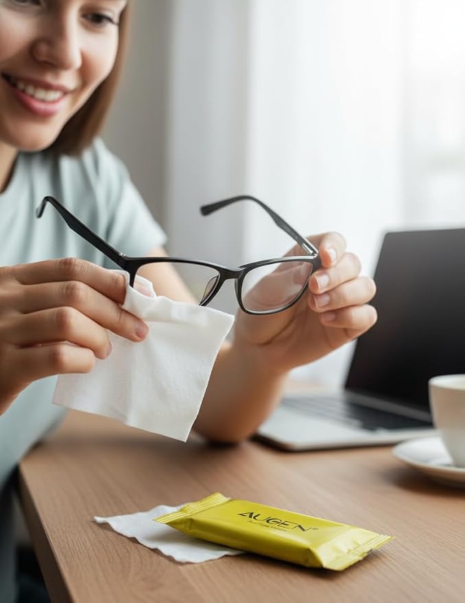 AUGEN Anti-Fog Cleaning Wipes for Glasses, Goggles | Streak-Free, Quick-Dry (30 Pcs)