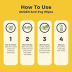 AUGEN Anti-Fog Cleaning Wipes for Glasses, Goggles | Streak-Free, Quick-Dry (30 Pcs)