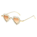 Zirona |Rhinestone Heart Metal Sunglasses
