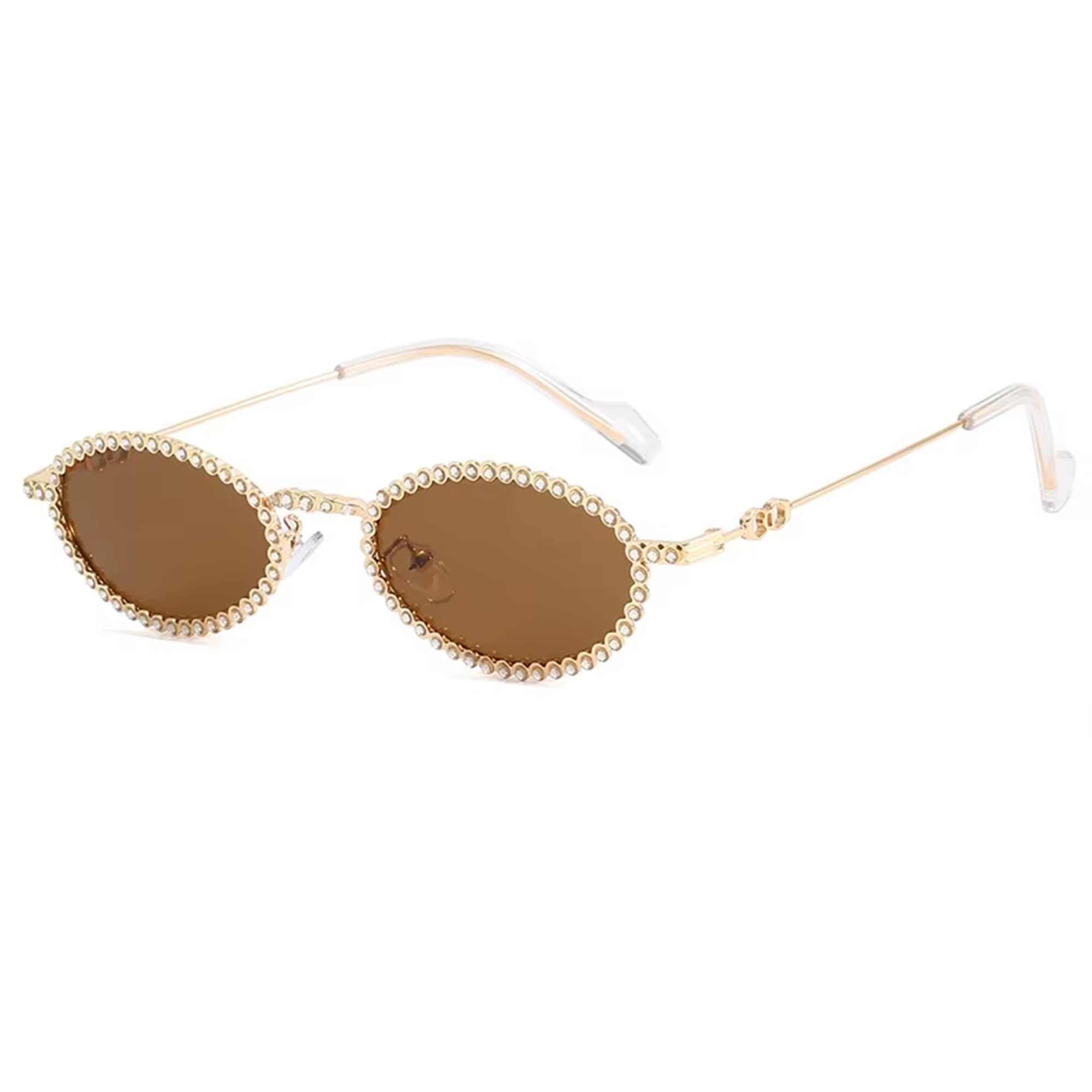 Diamora | Rhinestone Oval Acetate Sunglasses