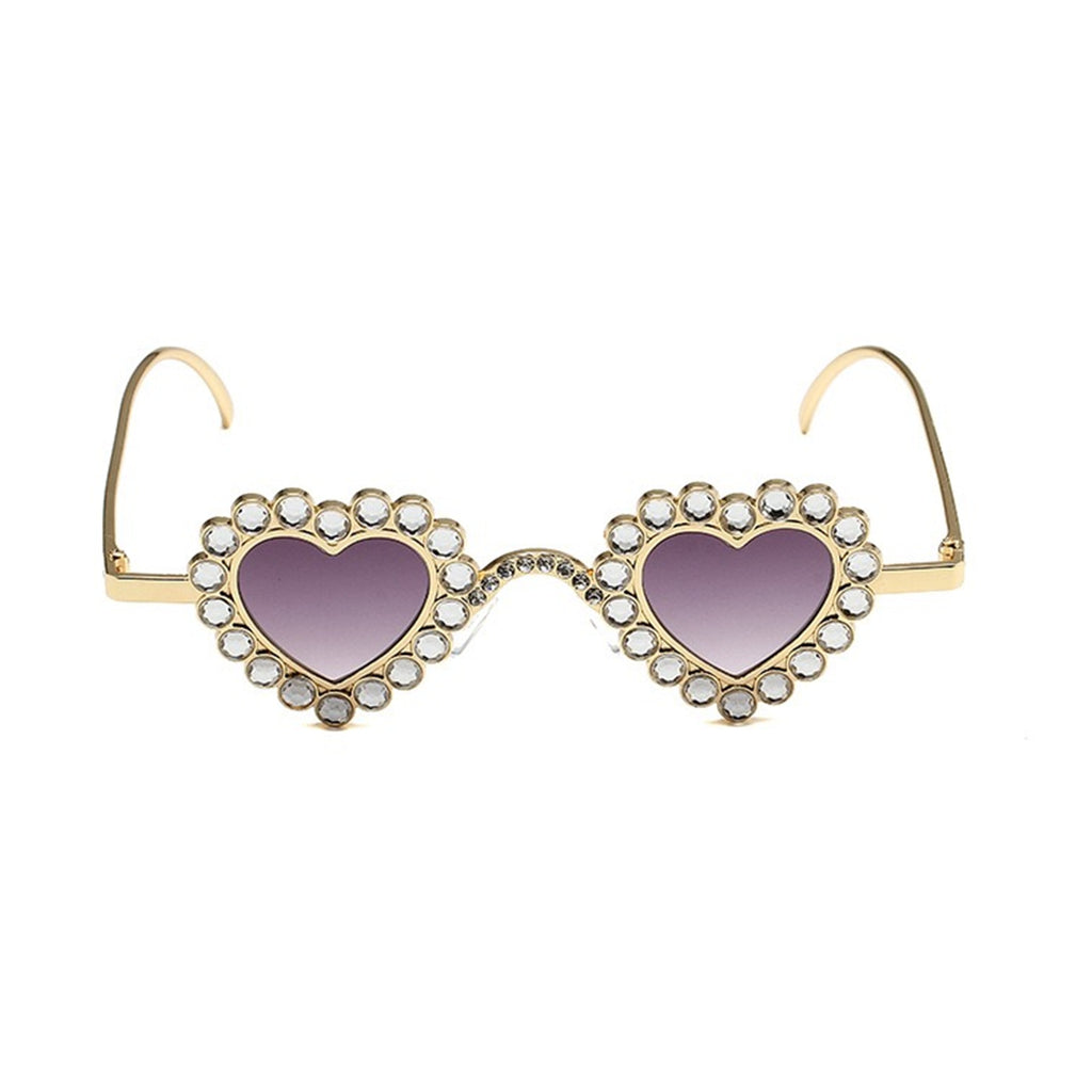 Zirona |Rhinestone Heart Metal Sunglasses