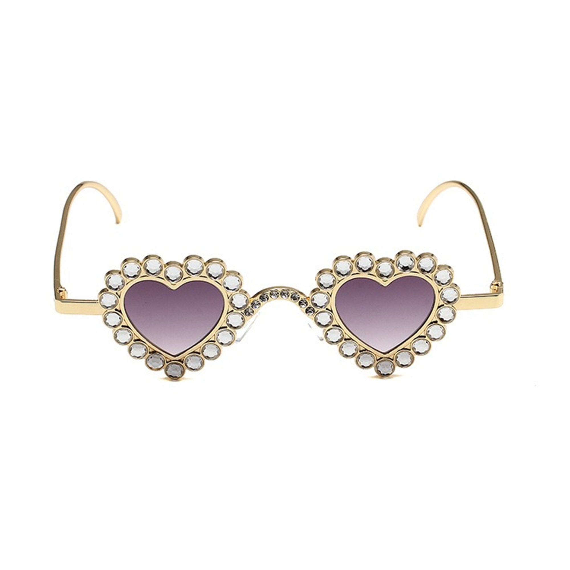 Zirona |Rhinestone Heart Metal Sunglasses