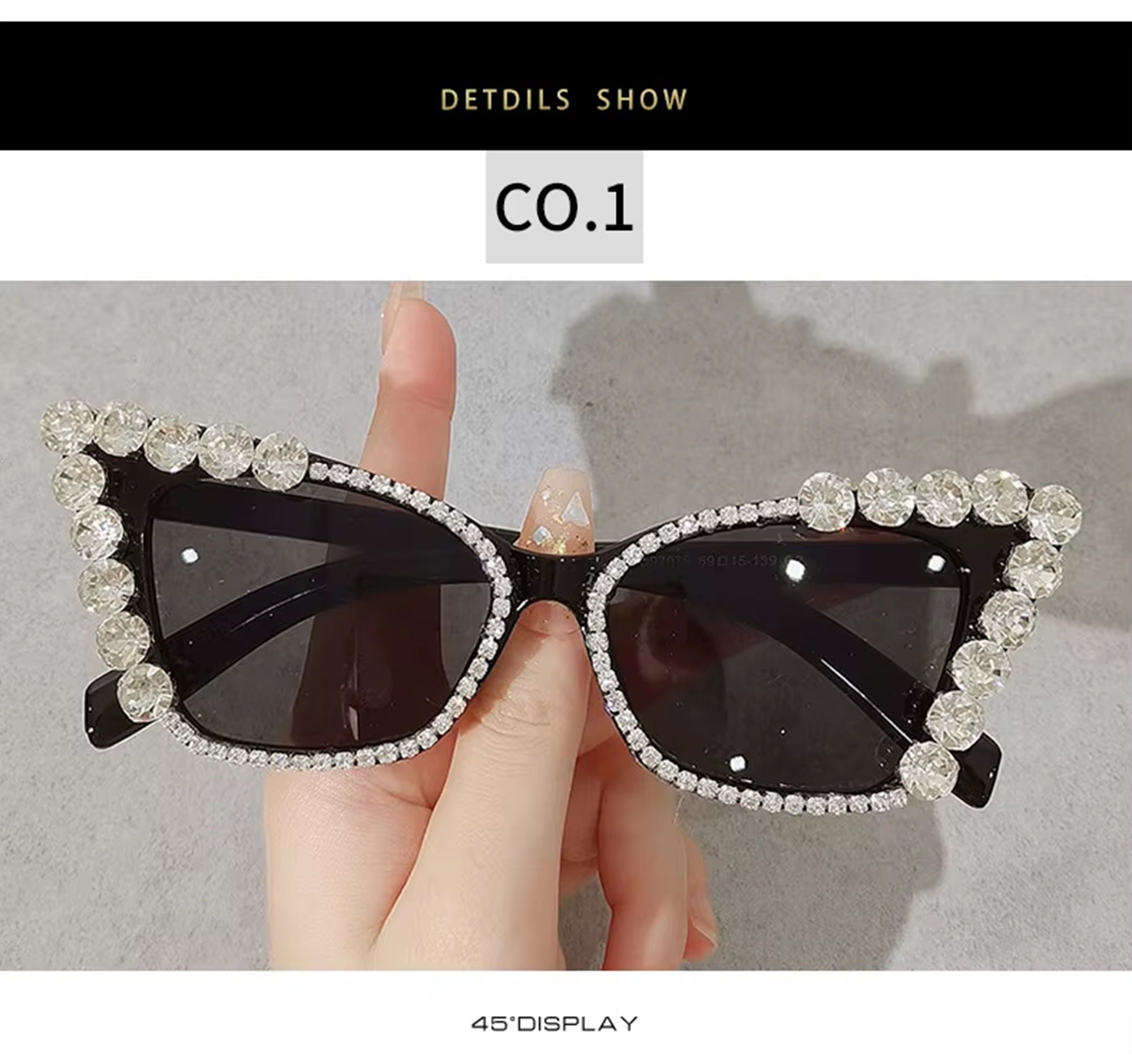 Amora |Rhinestone Cat-Eye PC Sunglasses