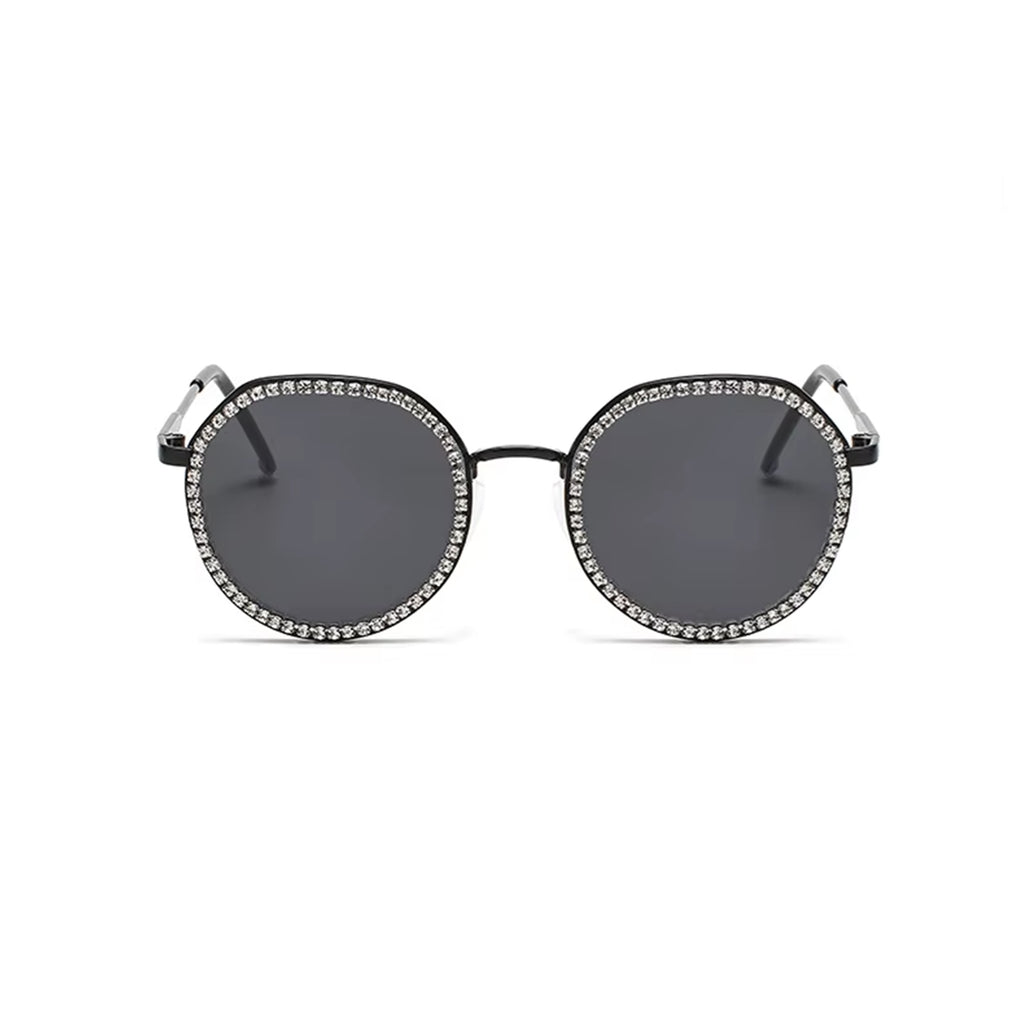 The Lyricist |Rhinestone Round Metal Sunglasses