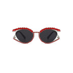 Topazia |Rhinestone Oval Metal Sunglasses