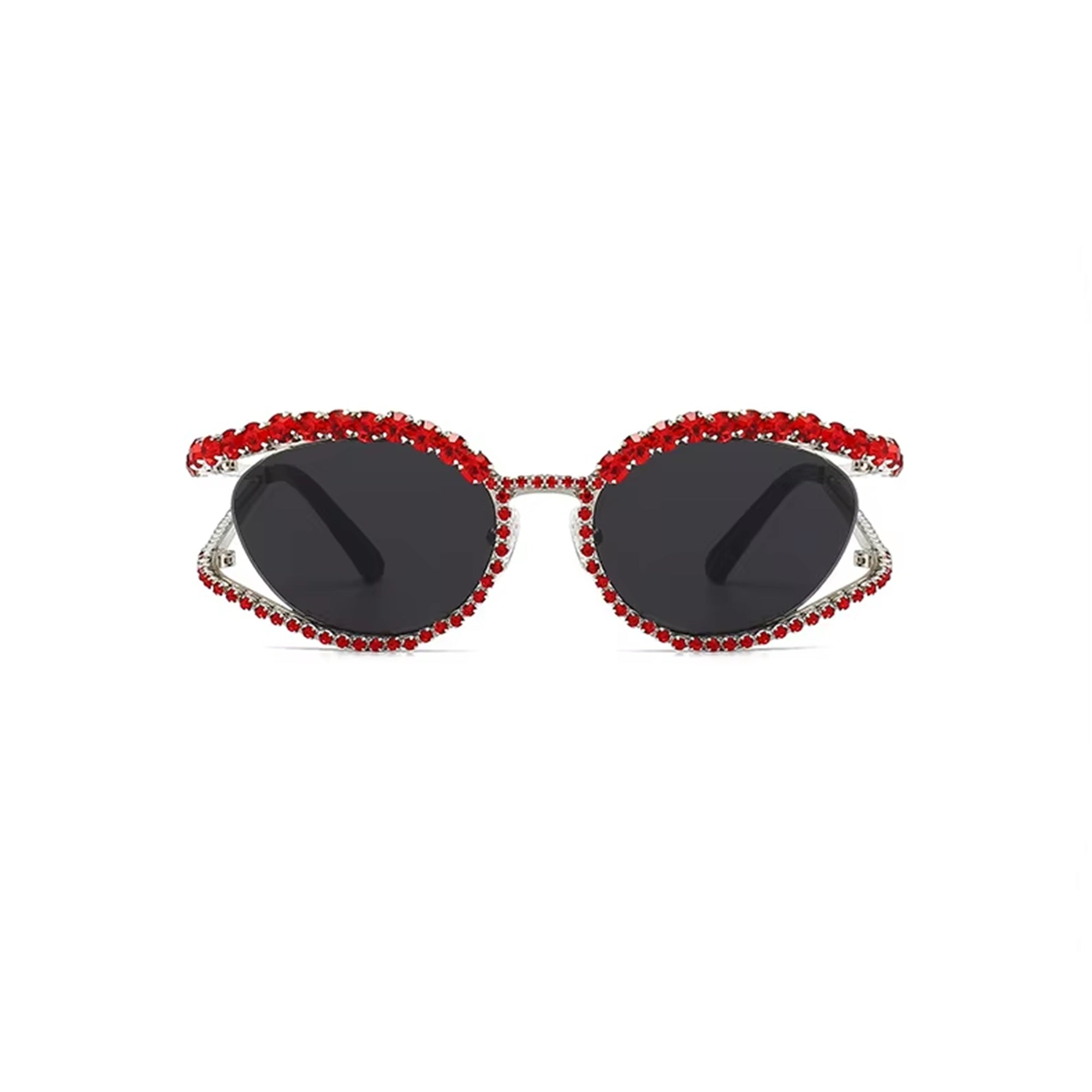Topazia |Rhinestone Oval Metal Sunglasses