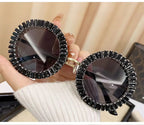 Opalya |Rhinestone Round Metal Sunglasses