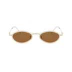 Diamora |Rhinestone Oval Metal Sunglasses