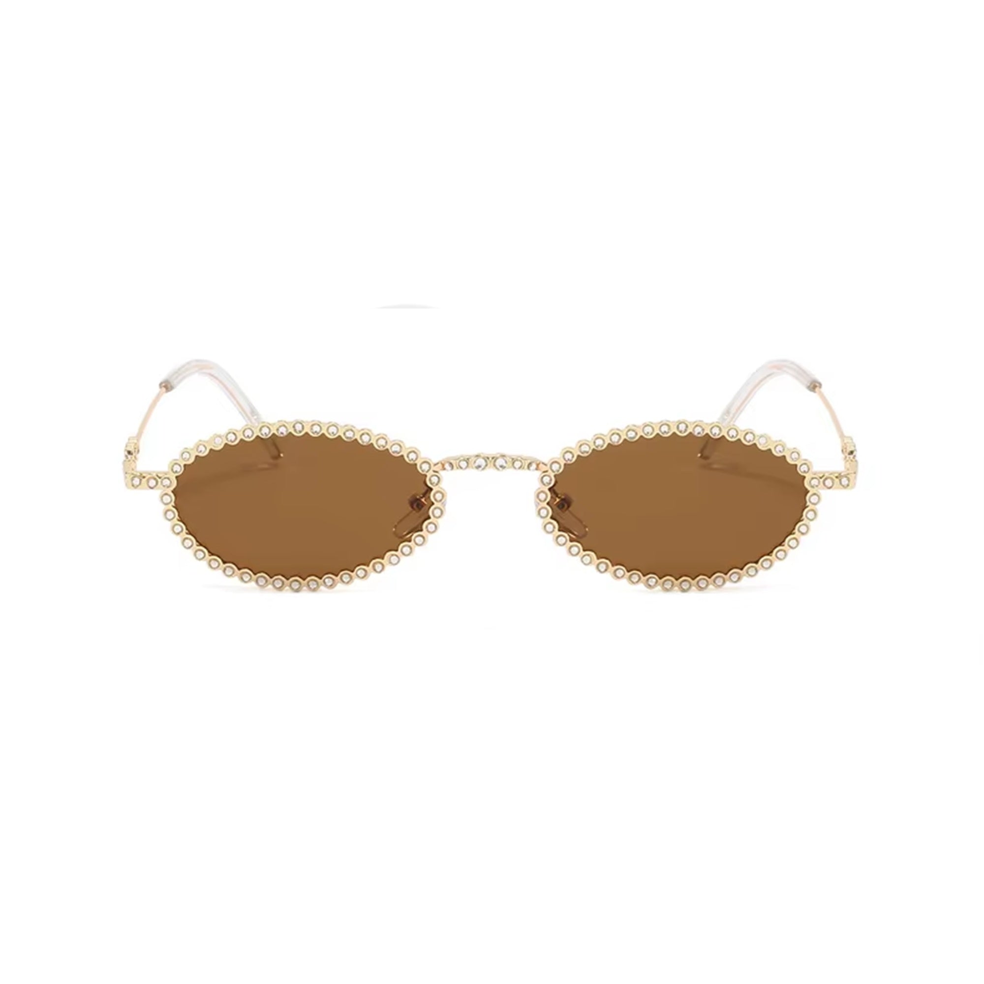 Diamora |Rhinestone Oval Metal Sunglasses