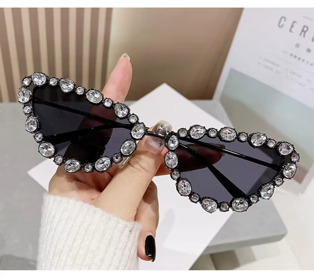 Saphira |Rhinestone Cat-Eye Metal Sunglasses