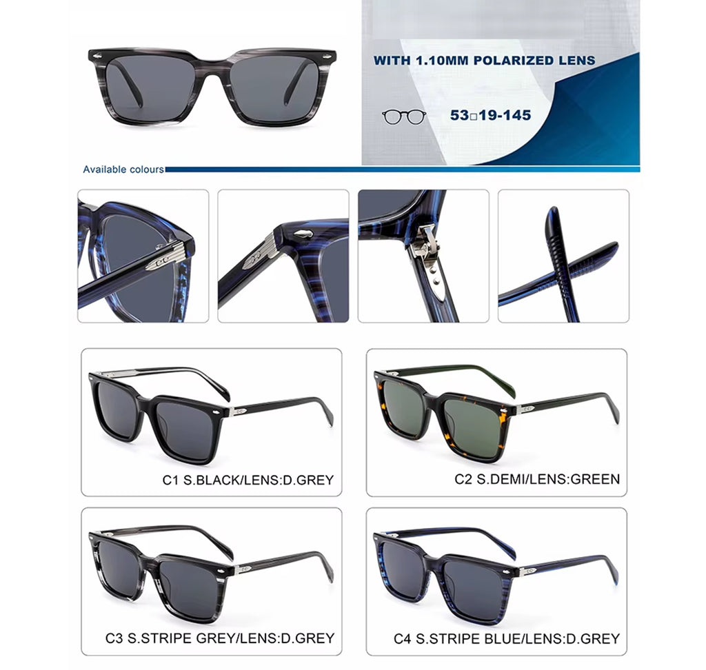Moderne |Classic Rectangle Acetate Sunglasses