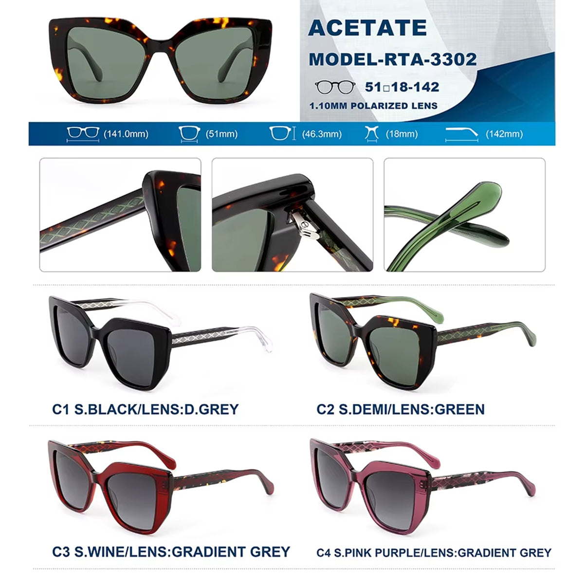 Sable |Classic Cat-Eye Acetate Sunglasses