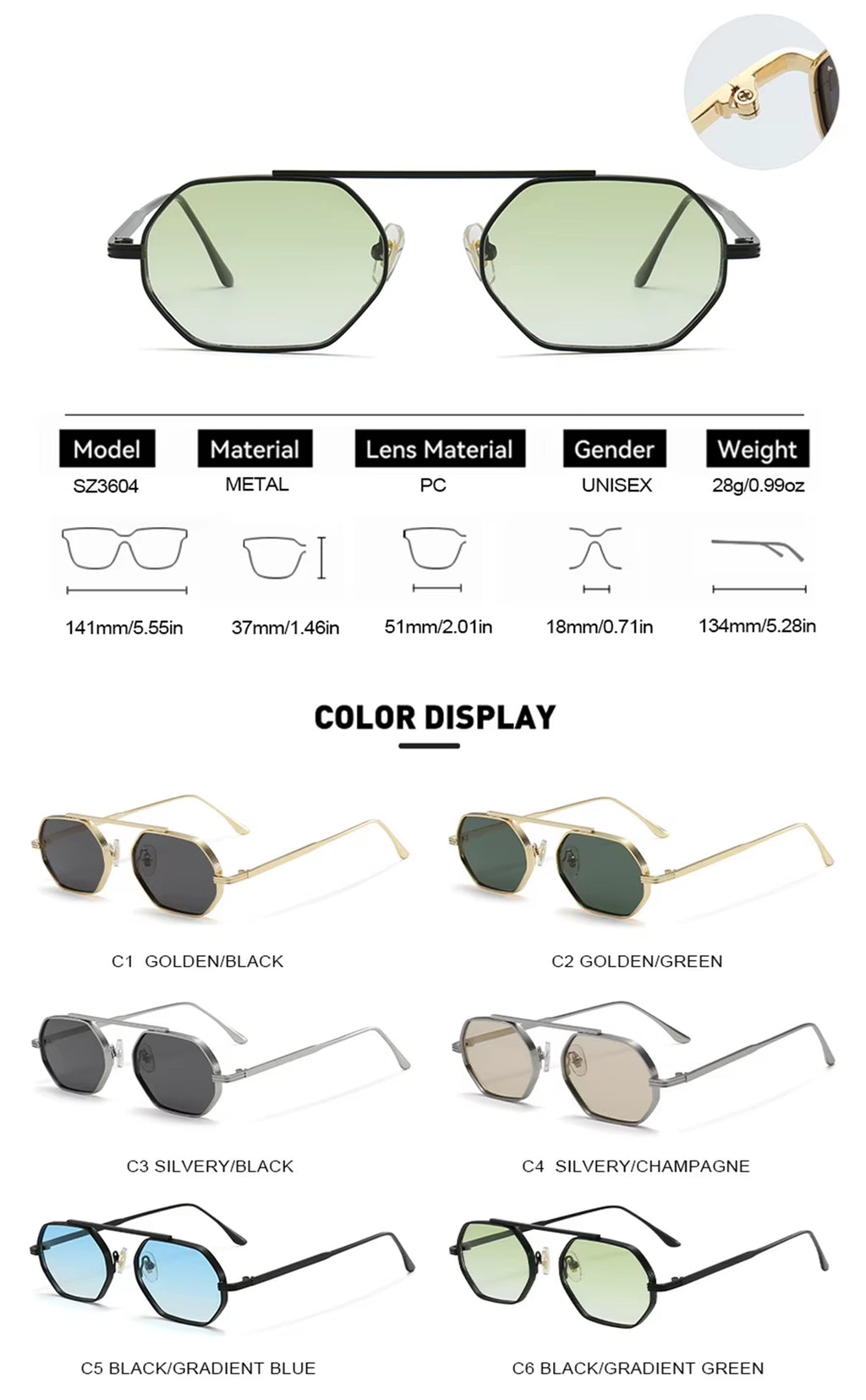 Paloma |Classic Oval/Octagon Metal Sunglasses