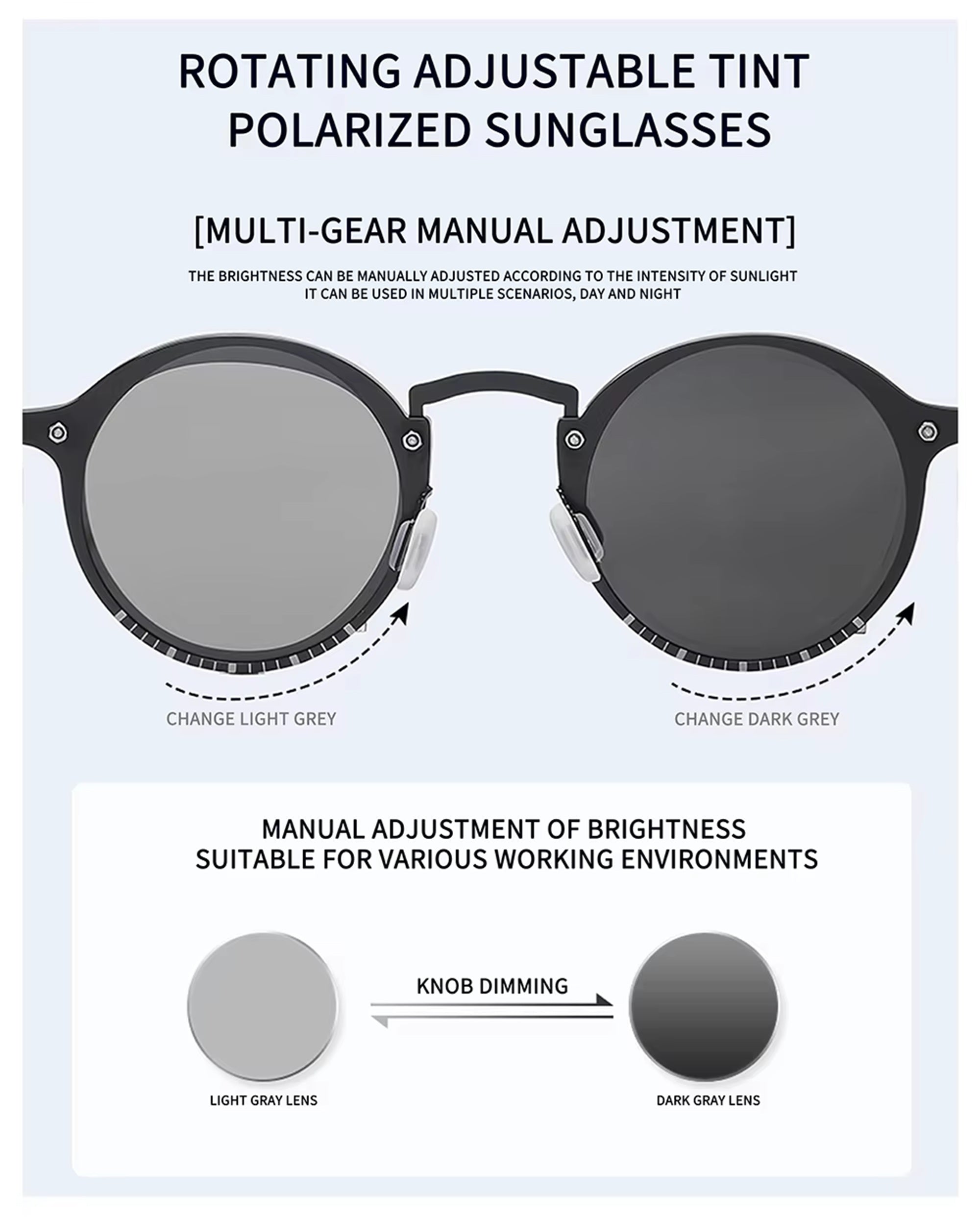 Carnaby |Adjustable Tint Round Metal Sunglasses