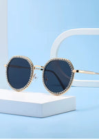 The Lyricist |Rhinestone Round Metal Sunglasses