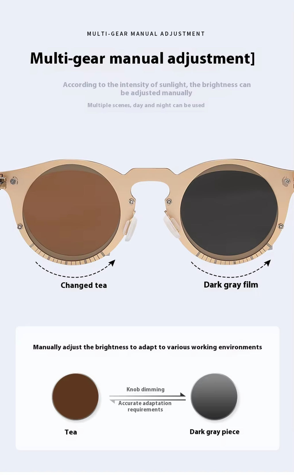 Halo |Adjustable Tint Round Metal Sunglasses