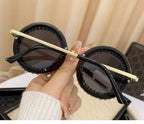 Opalya |Rhinestone Round Metal Sunglasses