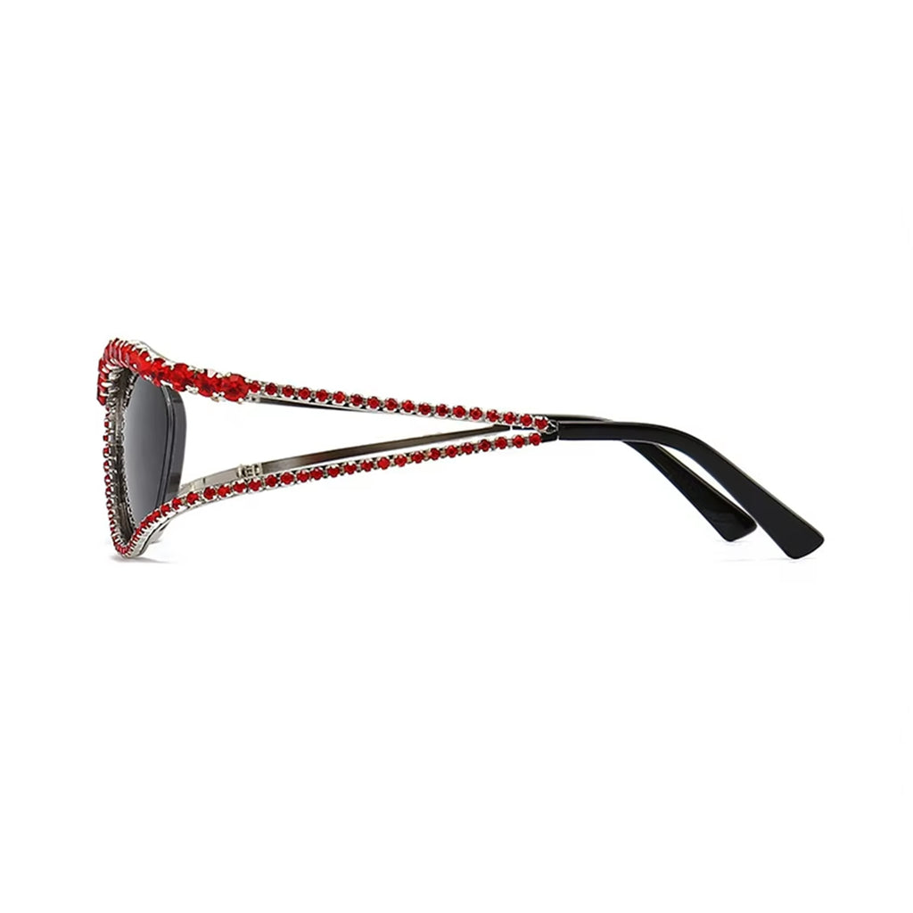 Topazia |Rhinestone Oval Metal Sunglasses