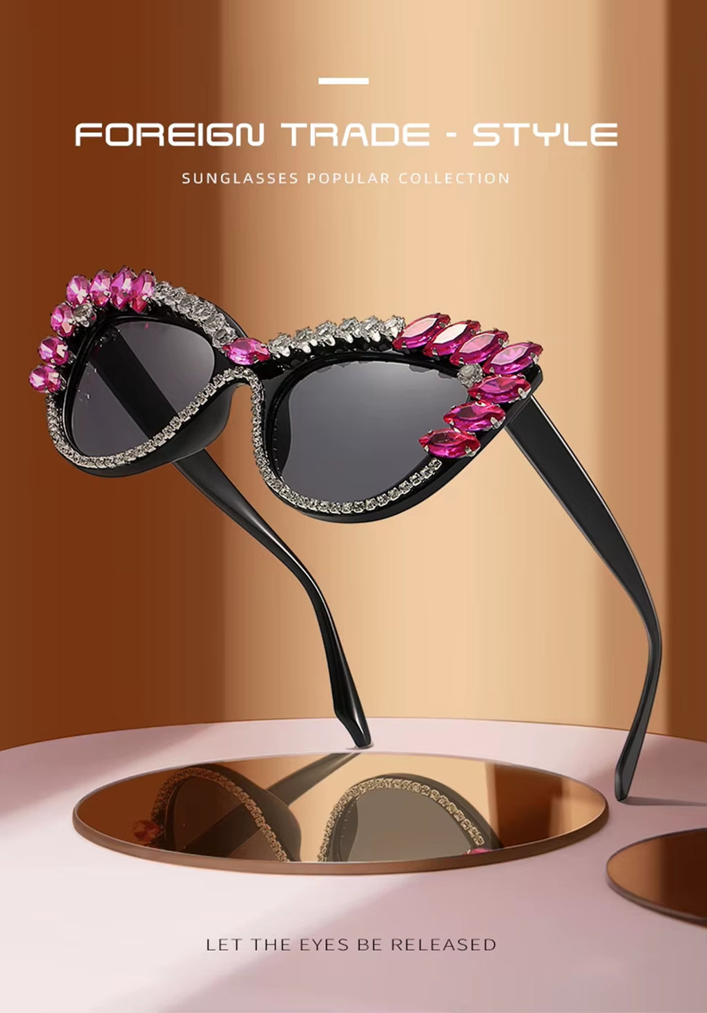 Garnexa |Rhinestone Cat-Eye PC Sunglasses