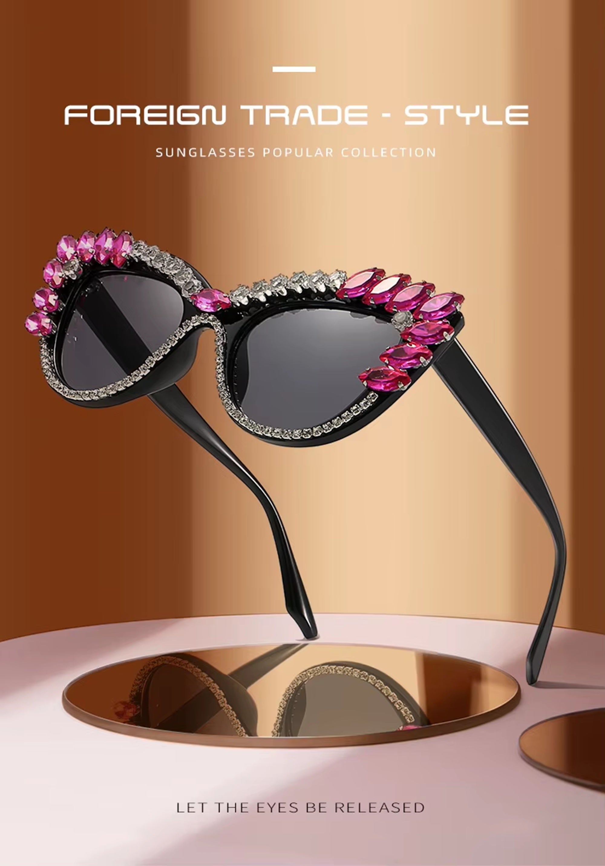Garnexa |Rhinestone Cat-Eye PC Sunglasses