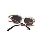Topazia |Rhinestone Oval Metal Sunglasses