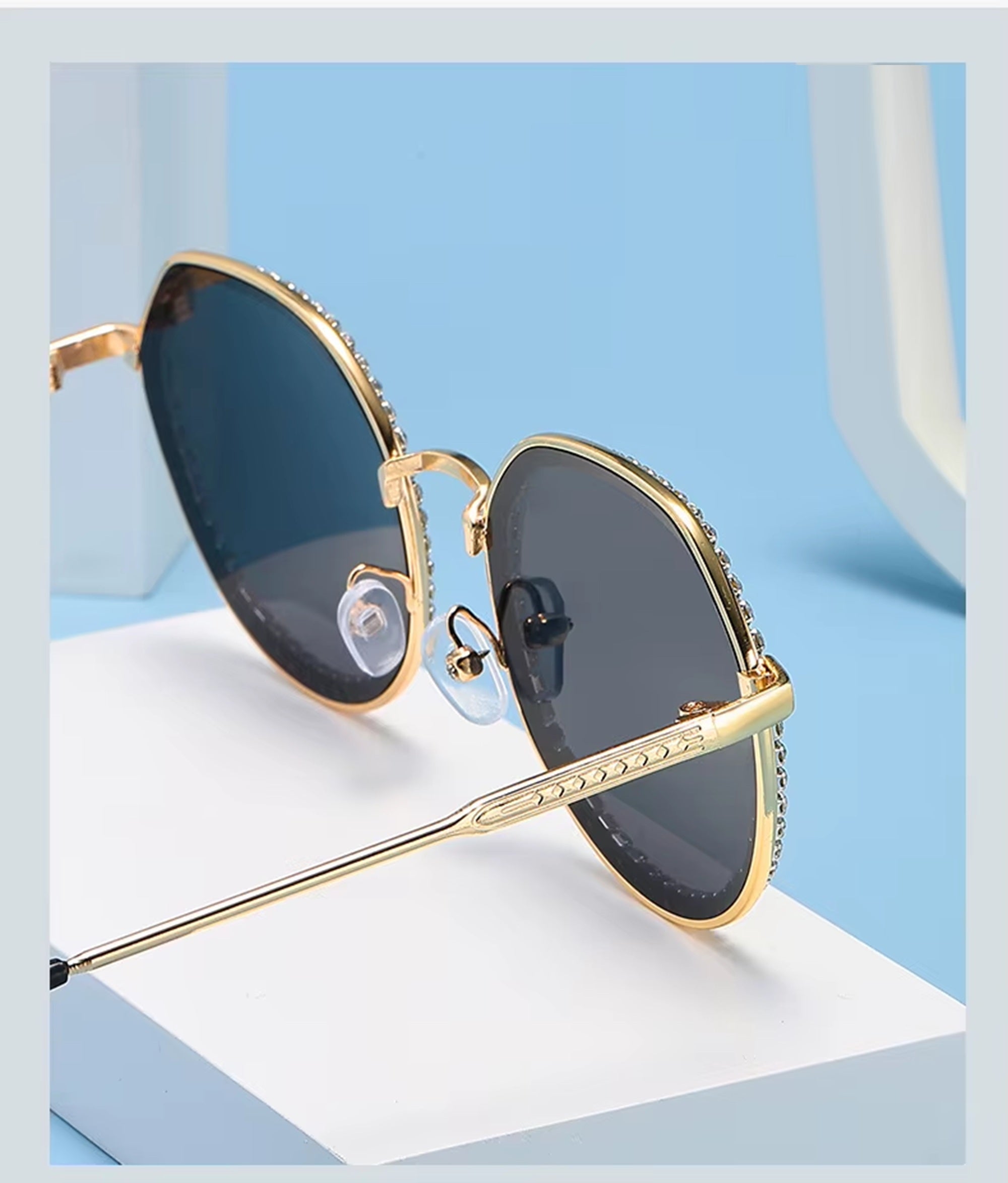 The Lyricist |Rhinestone Round Metal Sunglasses