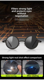 Citrine |Adjustable Tint Round Metal Sunglasses