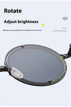 Citrine |Adjustable Tint Round Metal Sunglasses