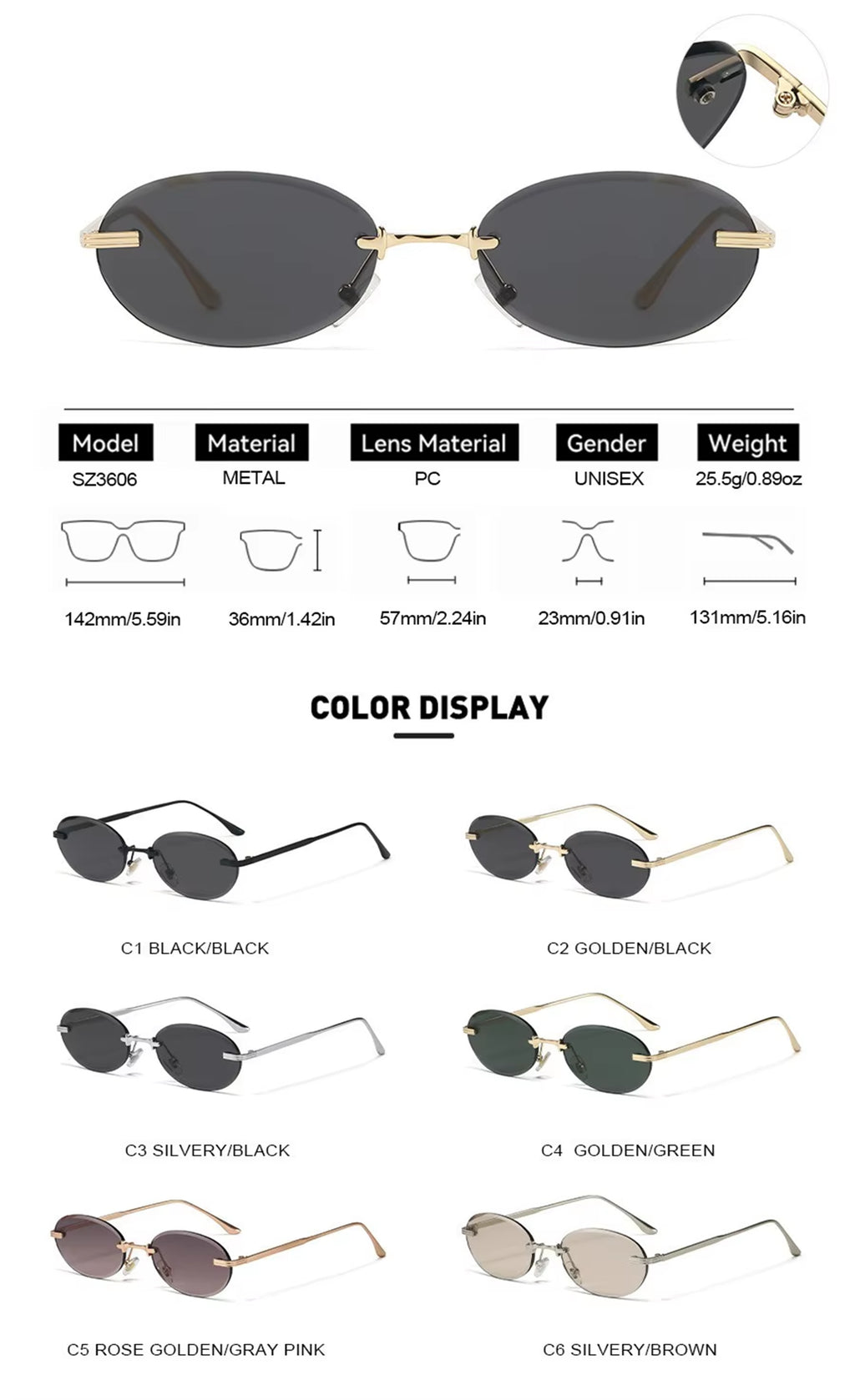 Jasper |Classic Oval Metal Sunglasses