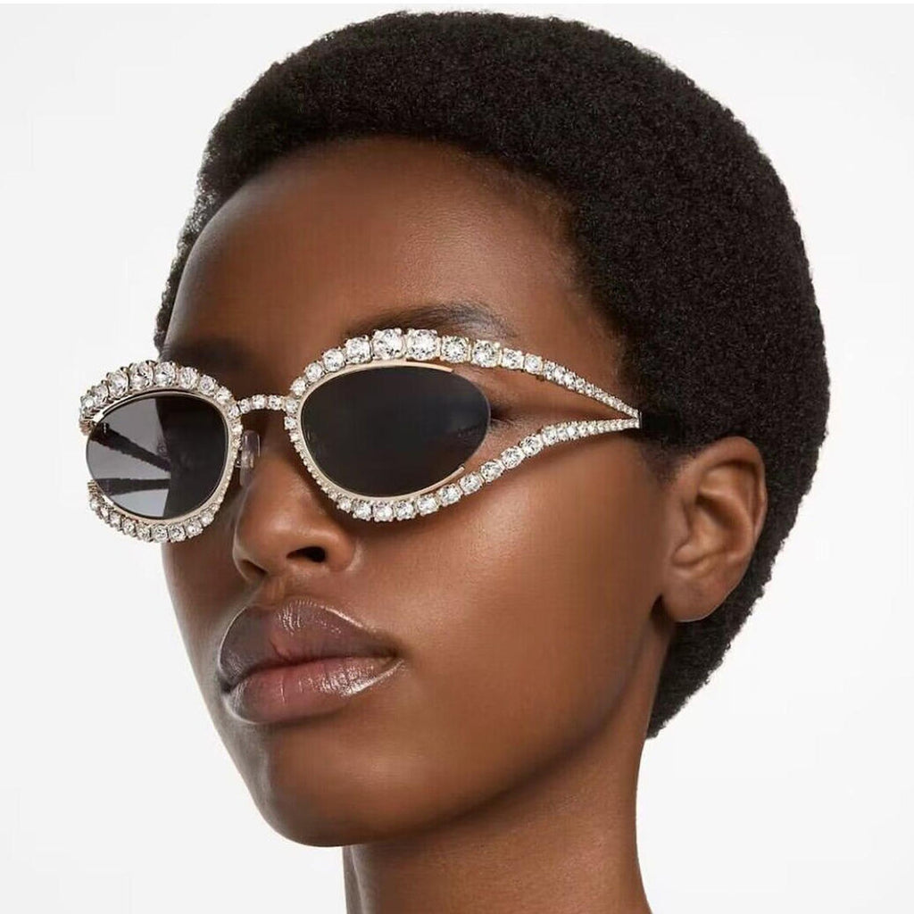 Topazia |Rhinestone Oval Metal Sunglasses