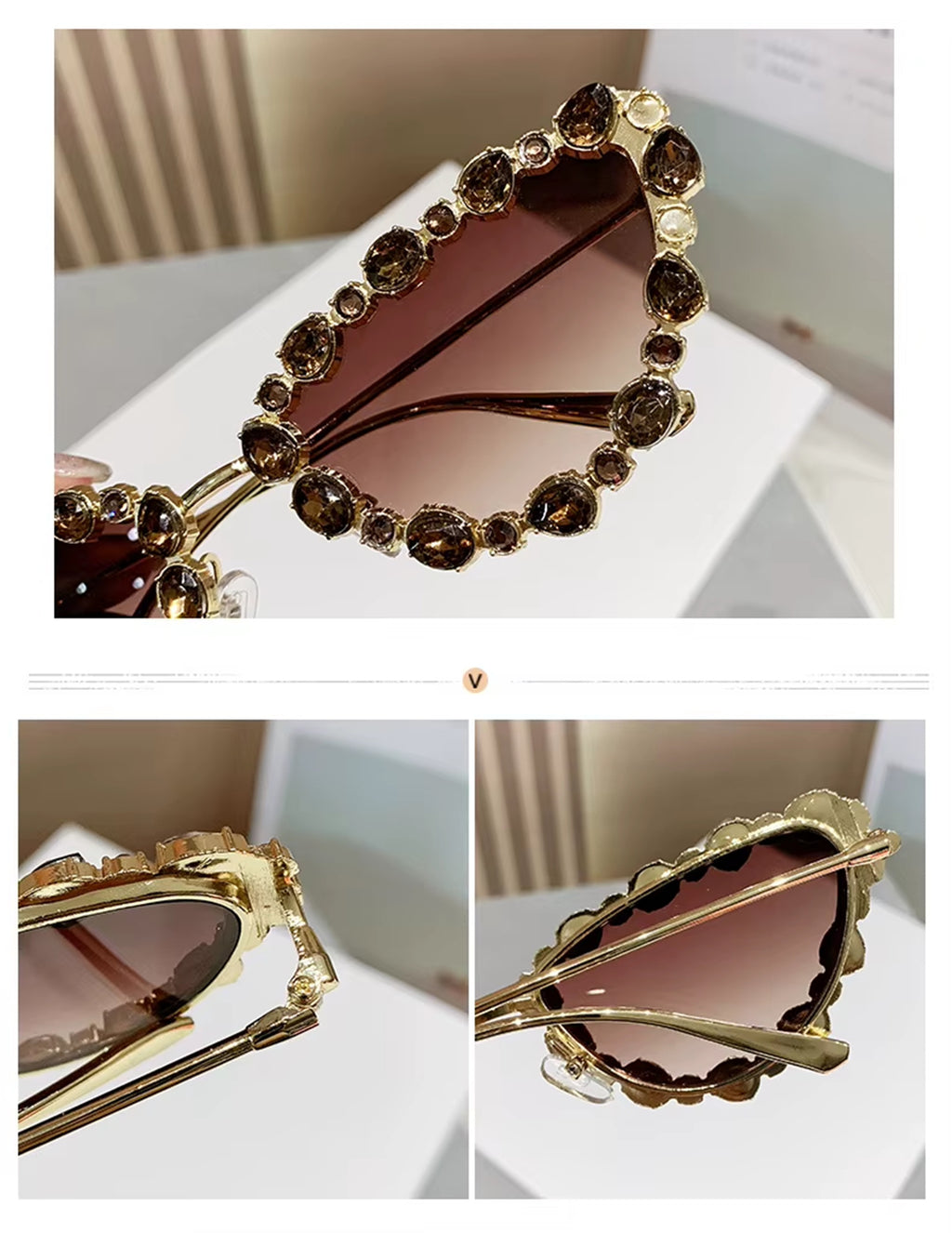 Saphira |Rhinestone Cat-Eye Metal Sunglasses