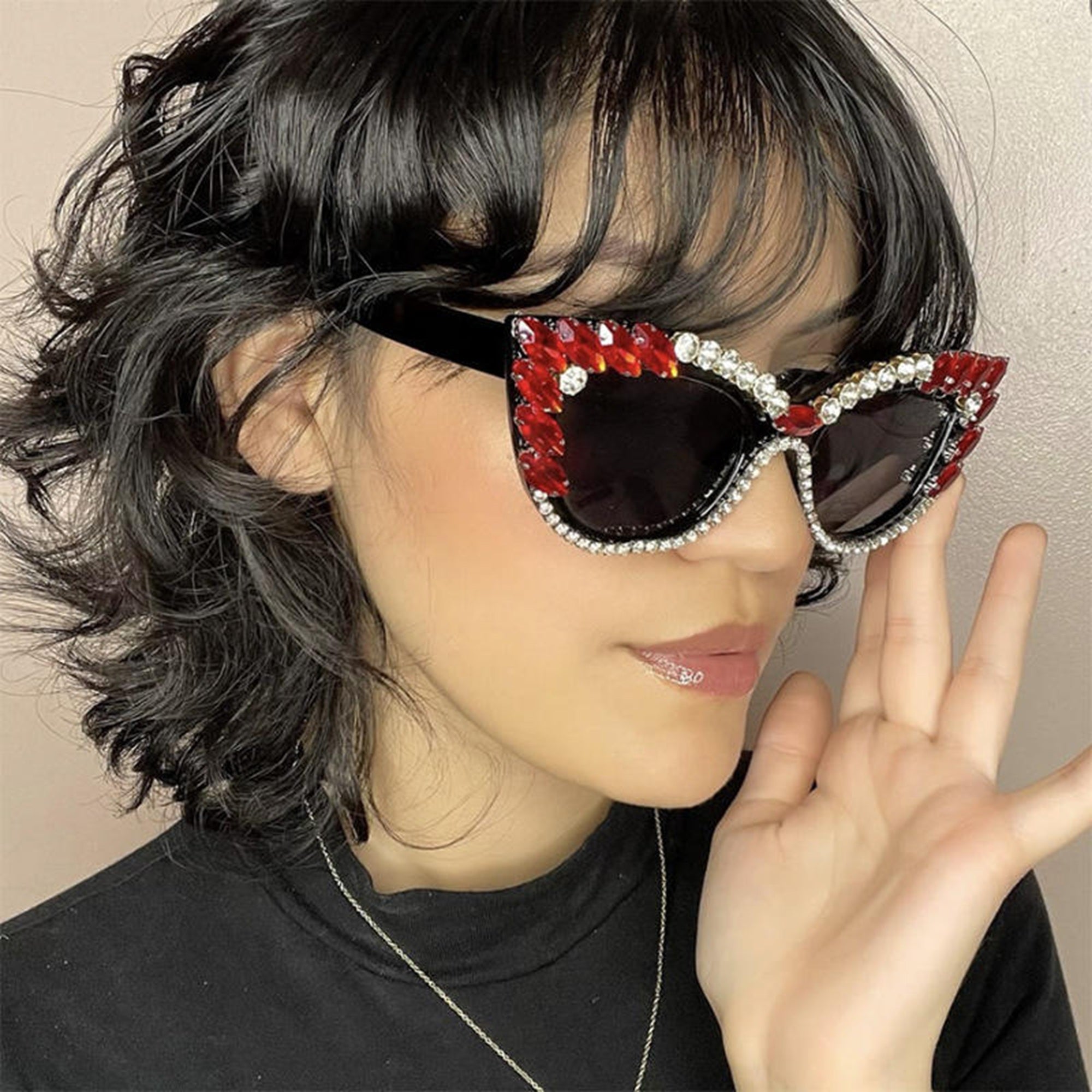 Garnexa |Rhinestone Cat-Eye PC Sunglasses