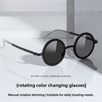 Citrine |Adjustable Tint Round Metal Sunglasses