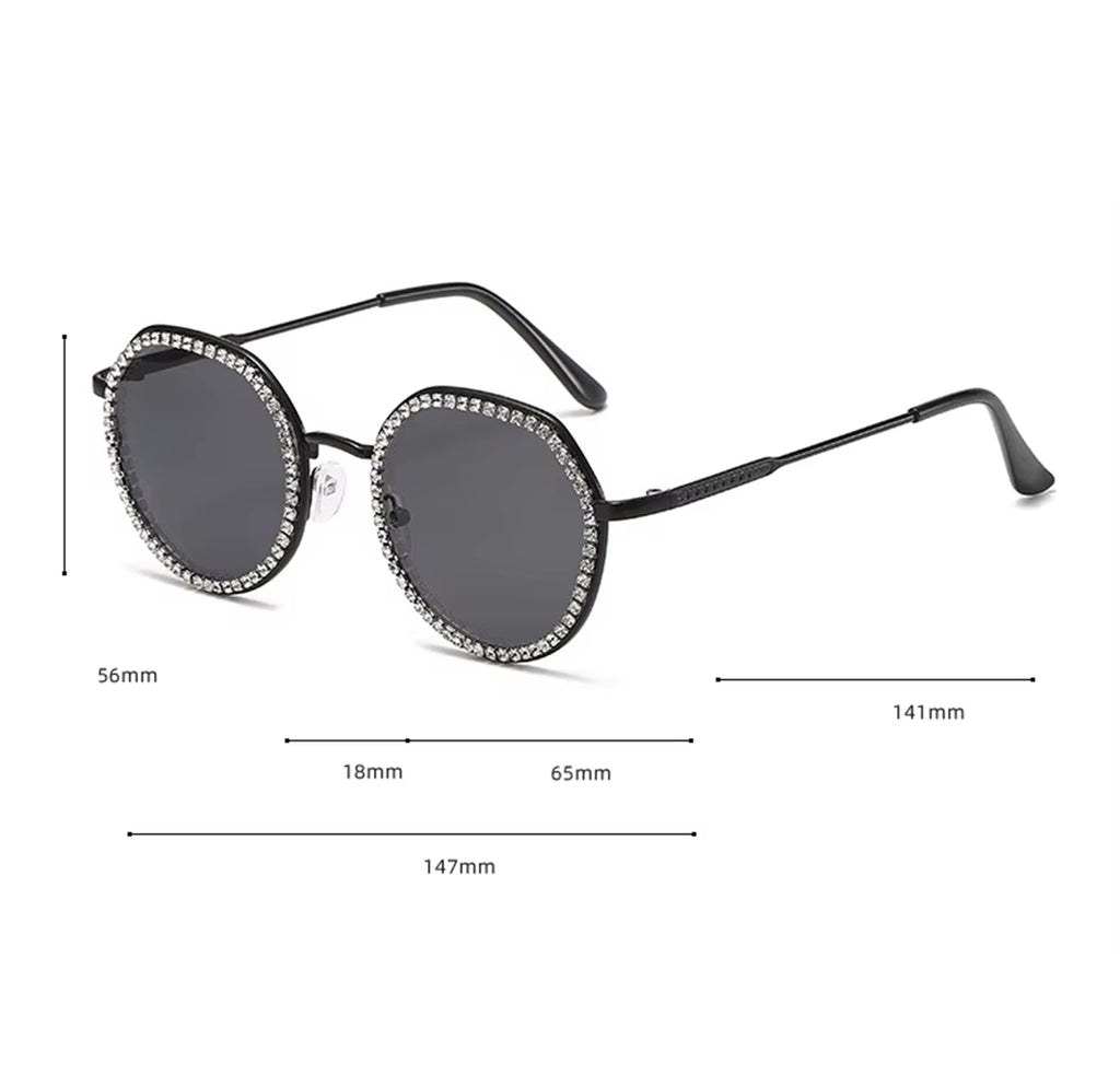 The Lyricist |Rhinestone Round Metal Sunglasses
