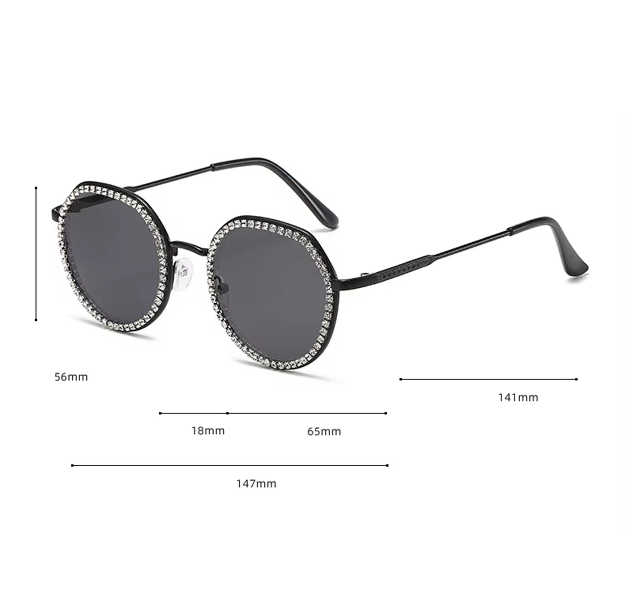 The Lyricist |Rhinestone Round Metal Sunglasses