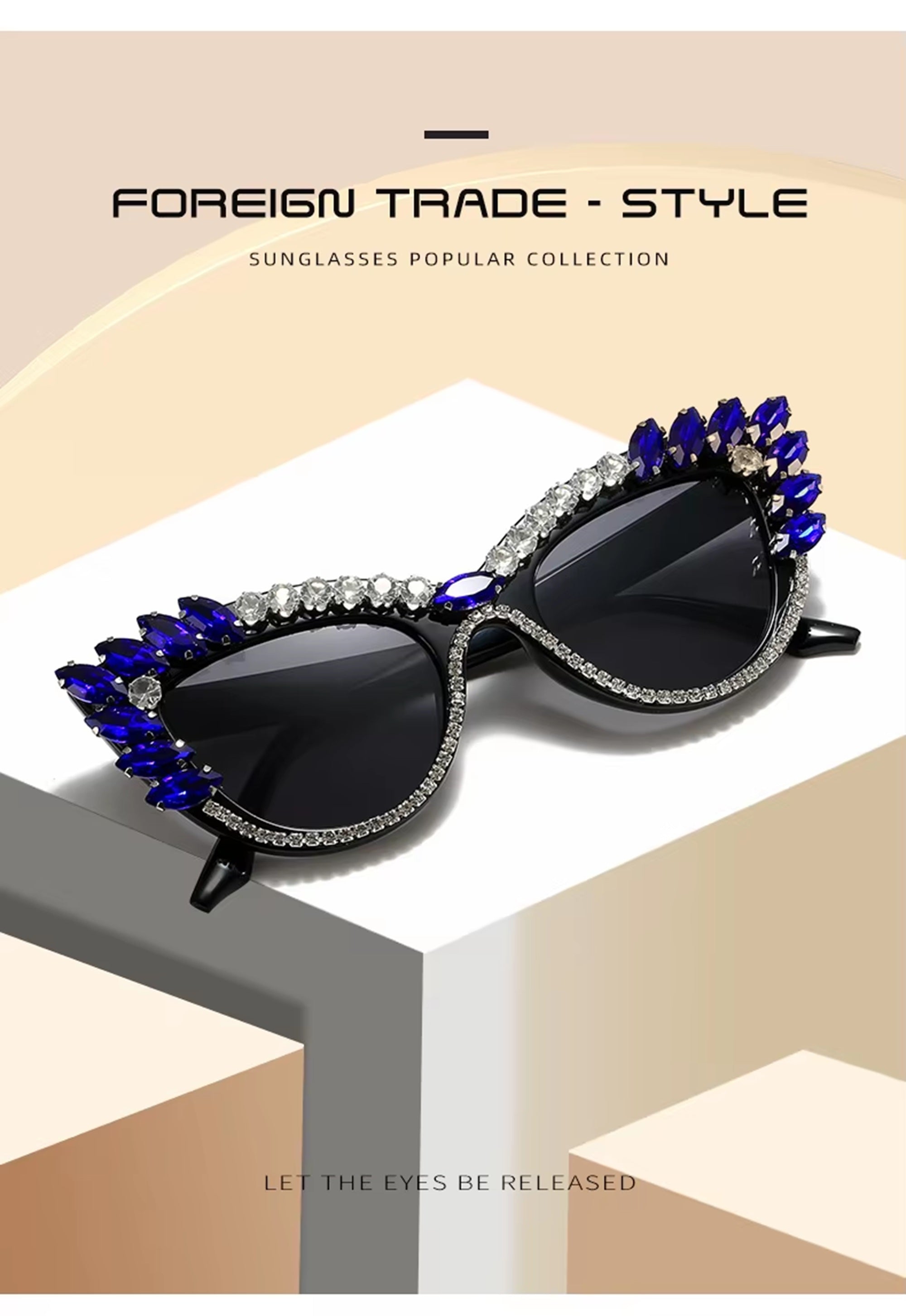 Garnexa |Rhinestone Cat-Eye PC Sunglasses