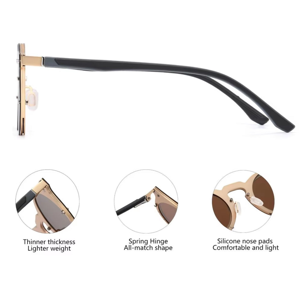 Halo |Adjustable Tint Round Metal Sunglasses