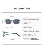 Topazia |Rhinestone Oval Metal Sunglasses