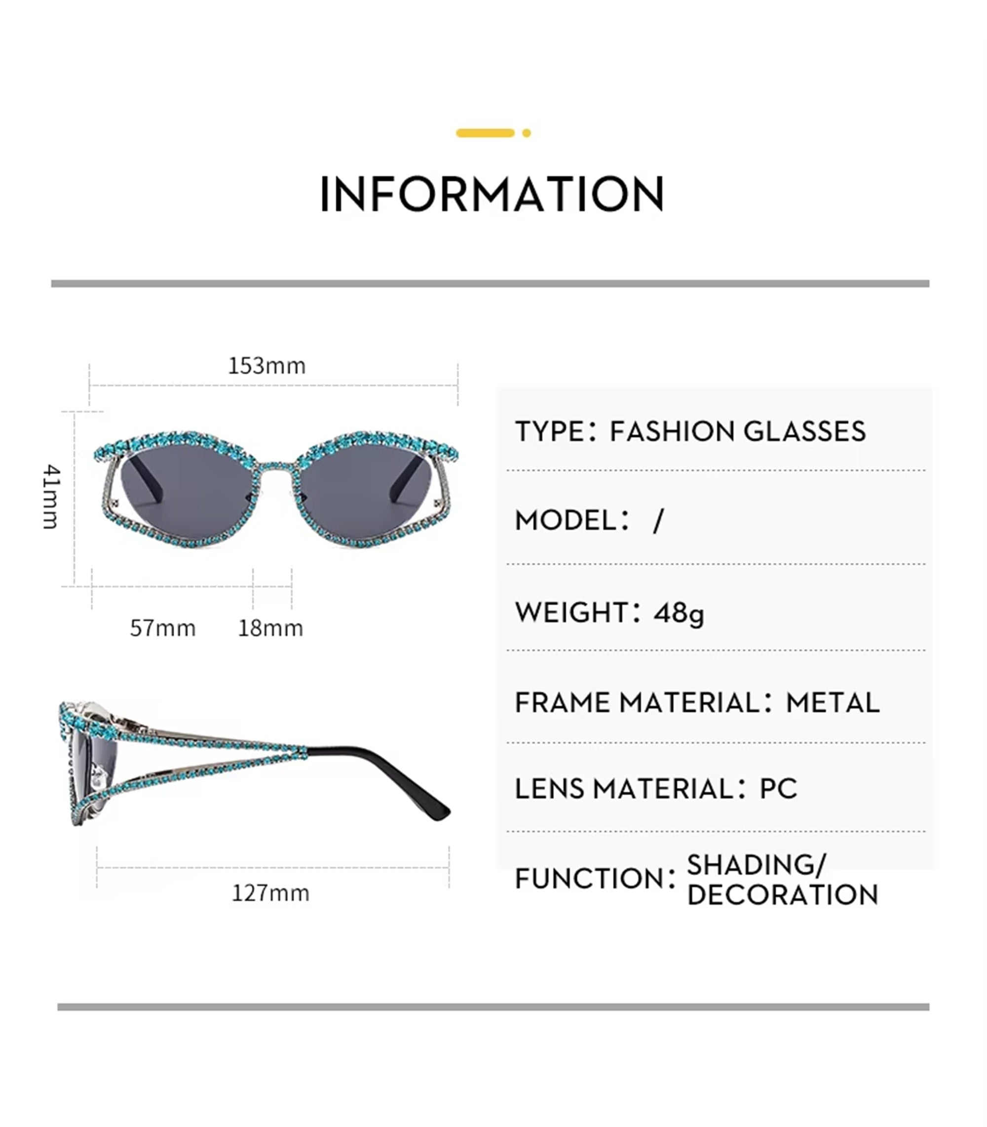 Topazia |Rhinestone Oval Metal Sunglasses