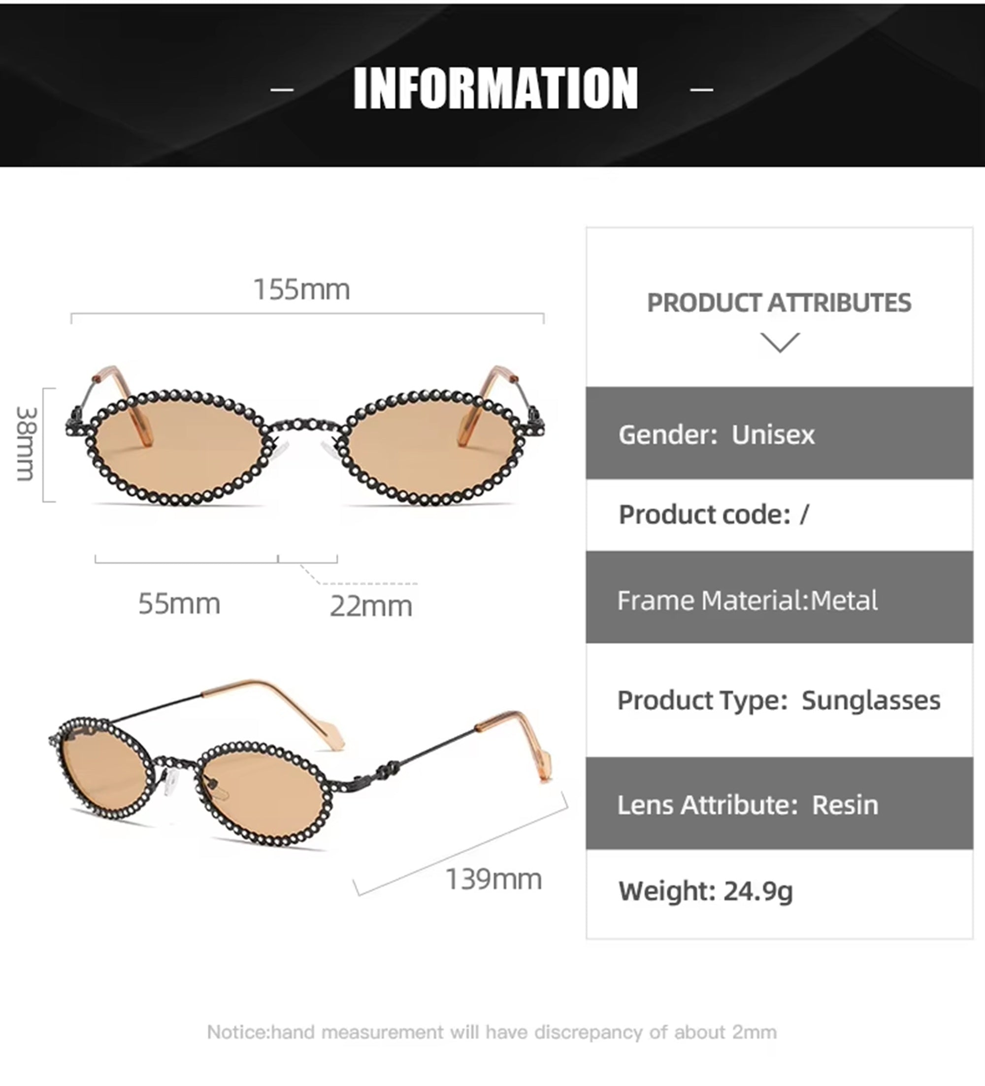 Diamora |Rhinestone Oval Metal Sunglasses