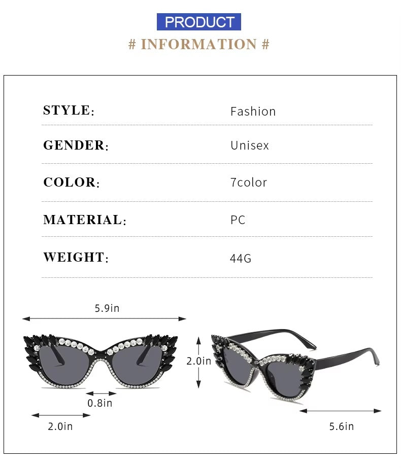 Garnexa |Rhinestone Cat-Eye PC Sunglasses