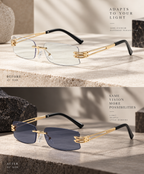 Shift Elio | Photochromic Rectangle Rimless Sunglasses