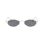 Diamora |Rhinestone Oval Metal Sunglasses