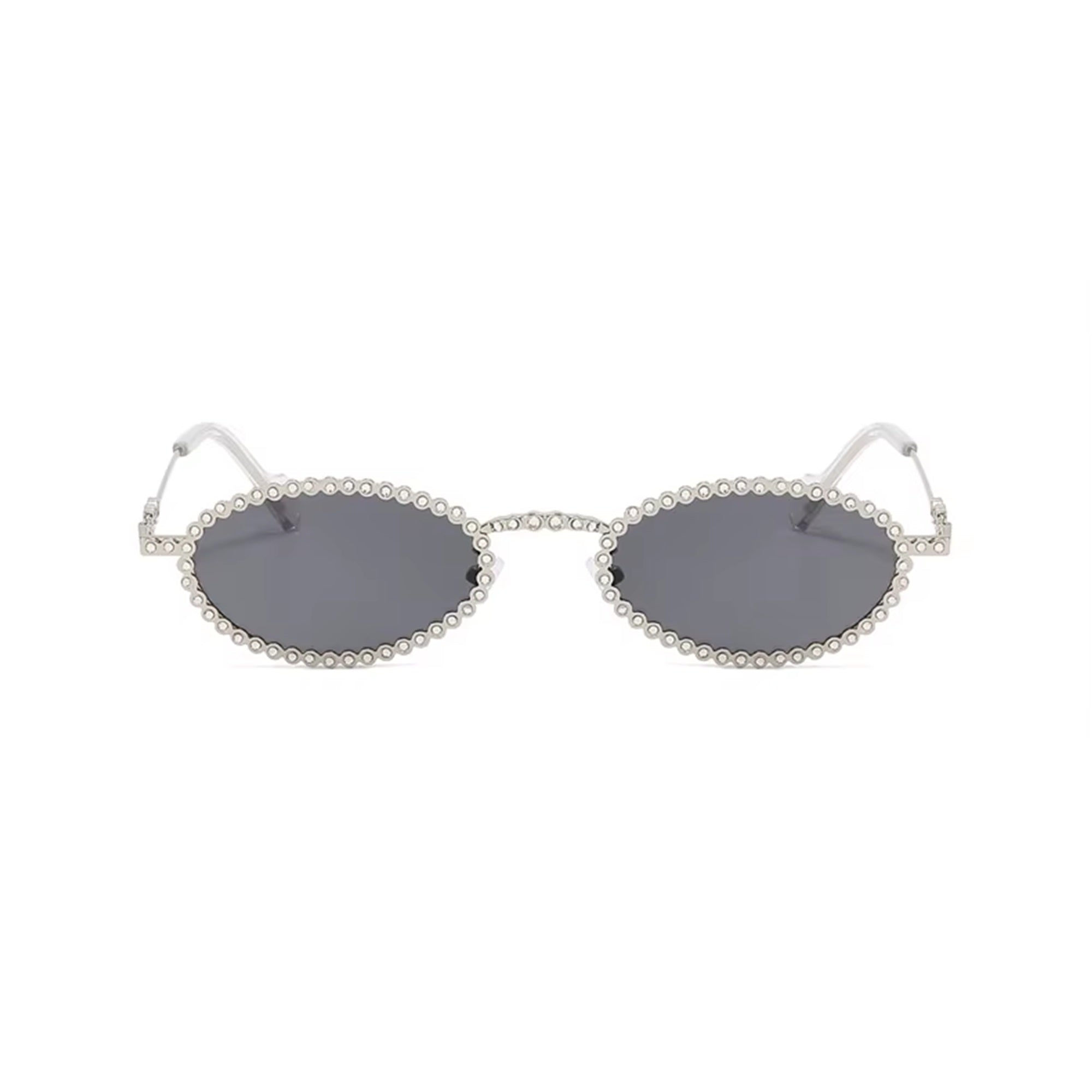 Diamora |Rhinestone Oval Metal Sunglasses