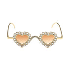Zirona |Rhinestone Heart Metal Sunglasses