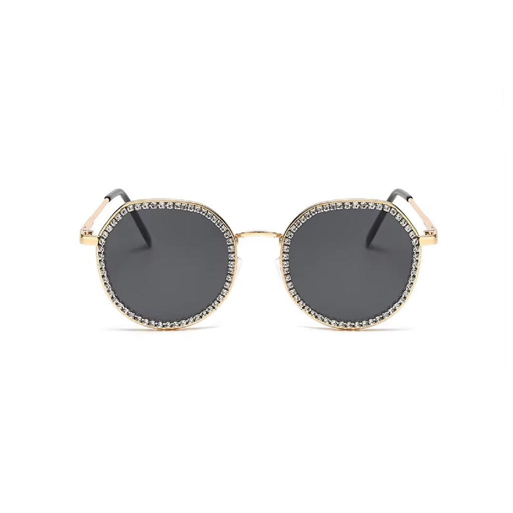 The Lyricist |Rhinestone Round Metal Sunglasses