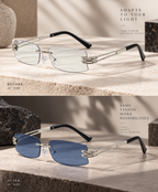 Shift Elio | Photochromic Rectangle Rimless Sunglasses