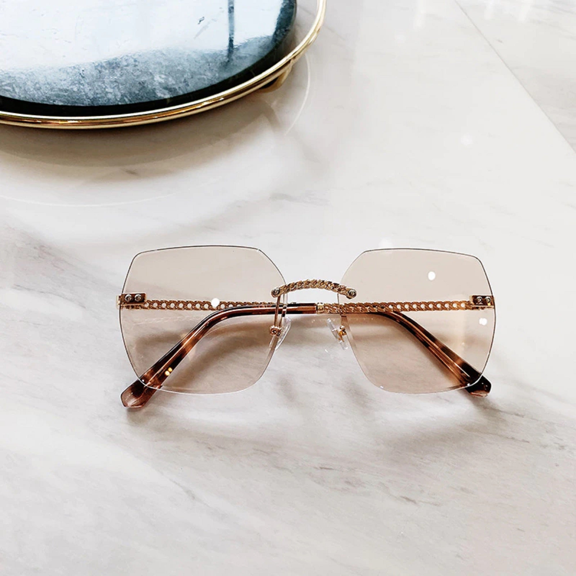 Travertine |Oversized Square PC Sunglasses