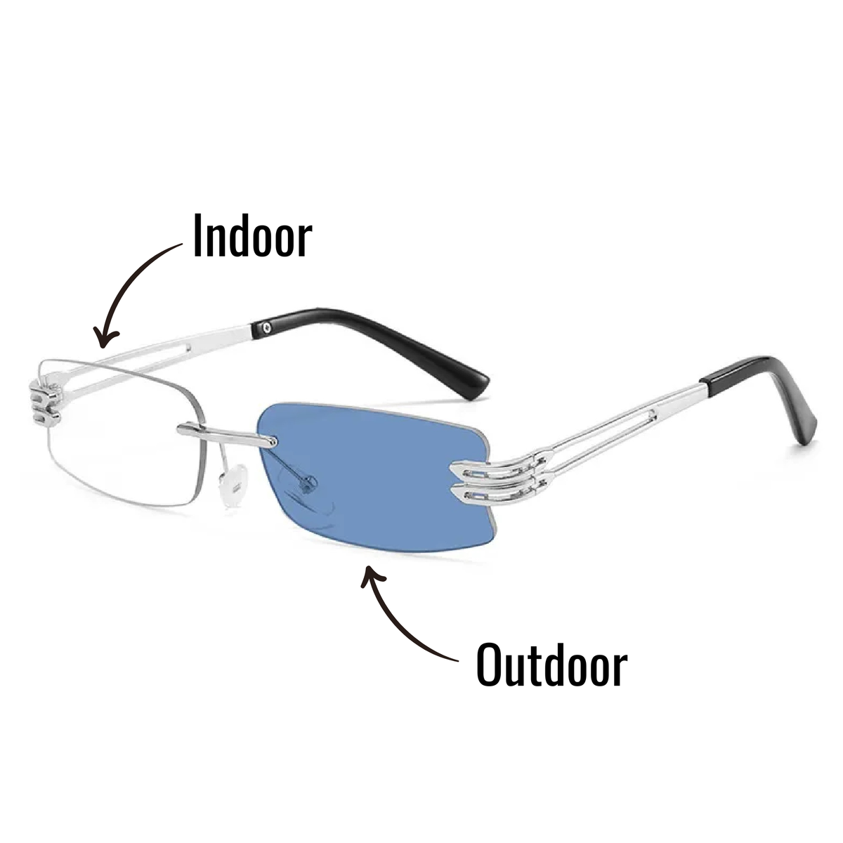 Shift Elio | Photochromic Rectangle Rimless Sunglasses